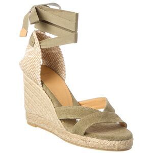 Castañer Bailey Canvas Wedge Sandal, Green